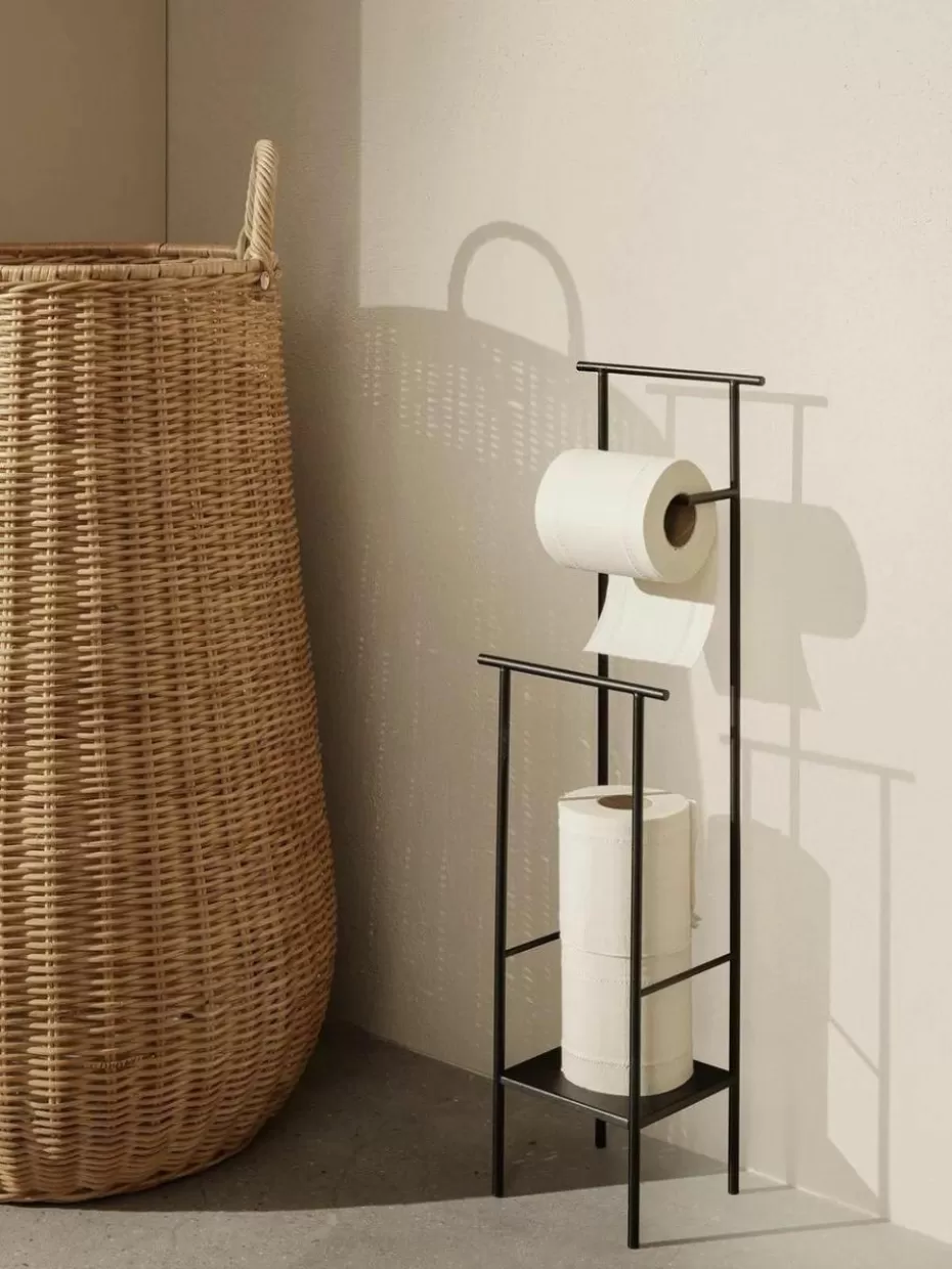 Toilettenpapierhalter-ferm LIVING Toilettenpapierhalter Dora mit Ablage Schwarz, matt