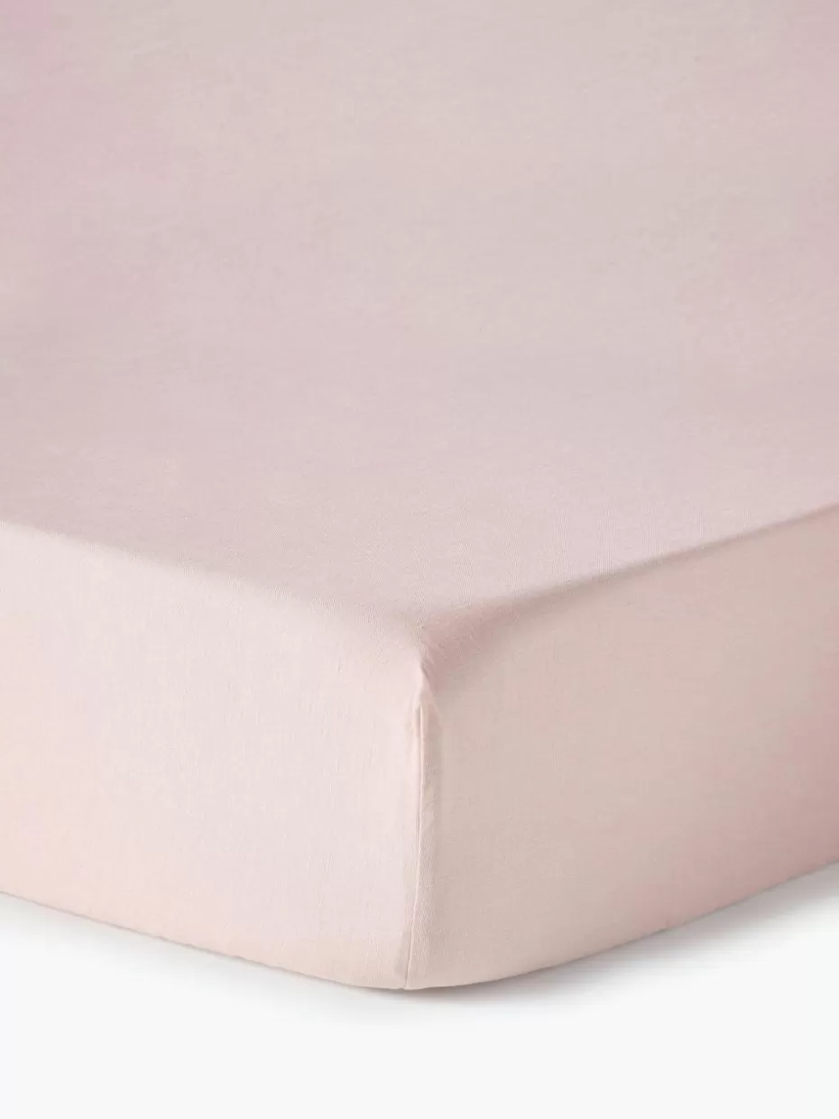 Spannbettlaken-Westwing Collection Topper-Spannbettlaken Airy, gewaschenes Leinen Hellrosa