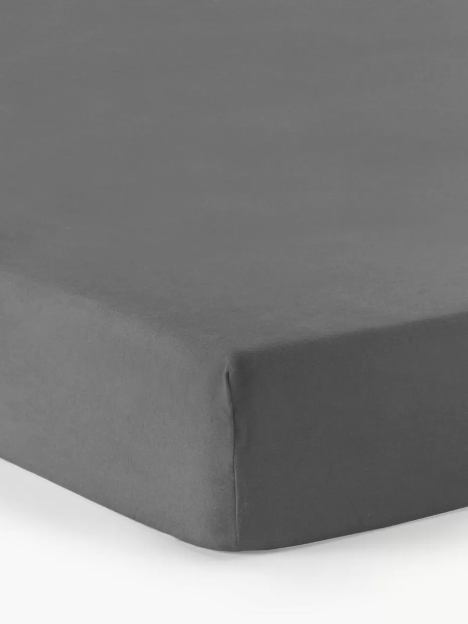 Spannbettlaken-Westwing Collection Topper-Spannbettlaken Biba, Flanell Dunkelgrau