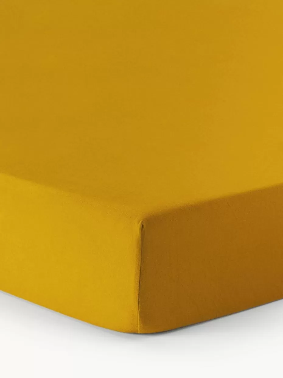 Spannbettlaken-Westwing Collection Topper-Spannbettlaken Biba, Flanell Senfgelb