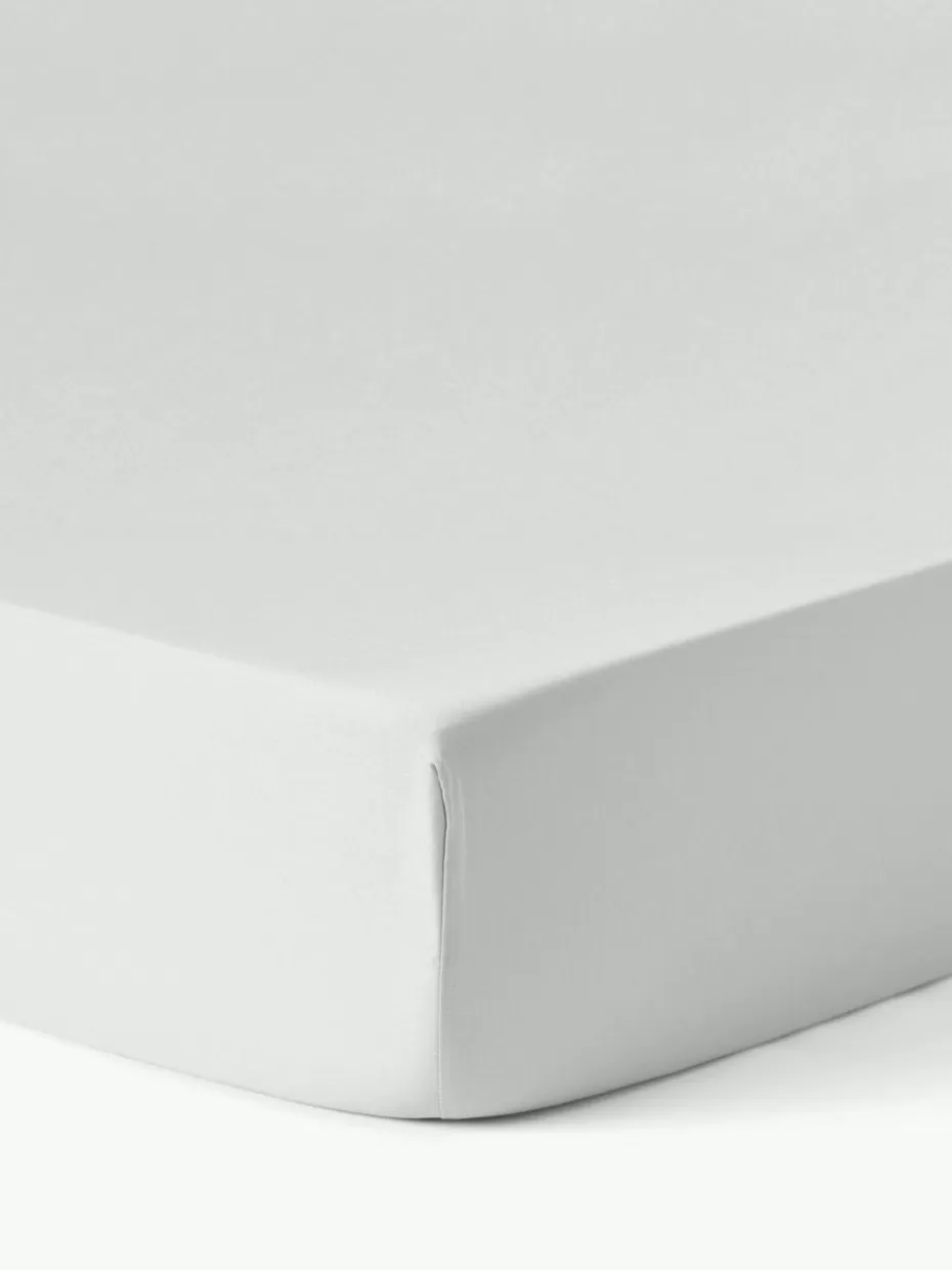 Spannbettlaken-Westwing Collection Topper-Spannbettlaken Comfort, Baumwollsatin Hellgrau