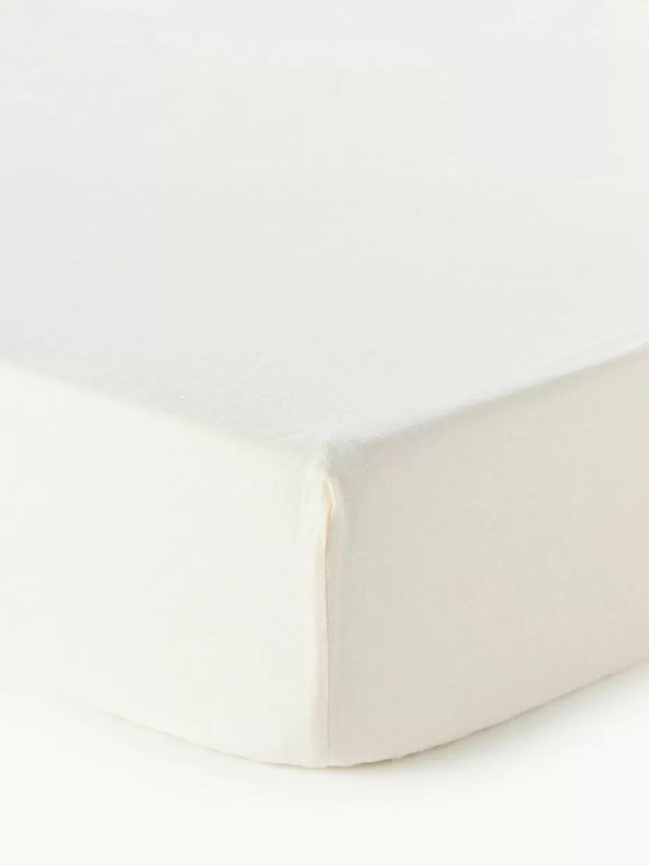 Spannbettlaken-Westwing Collection Topper-Spannbettlaken Linna, Leinen Off White