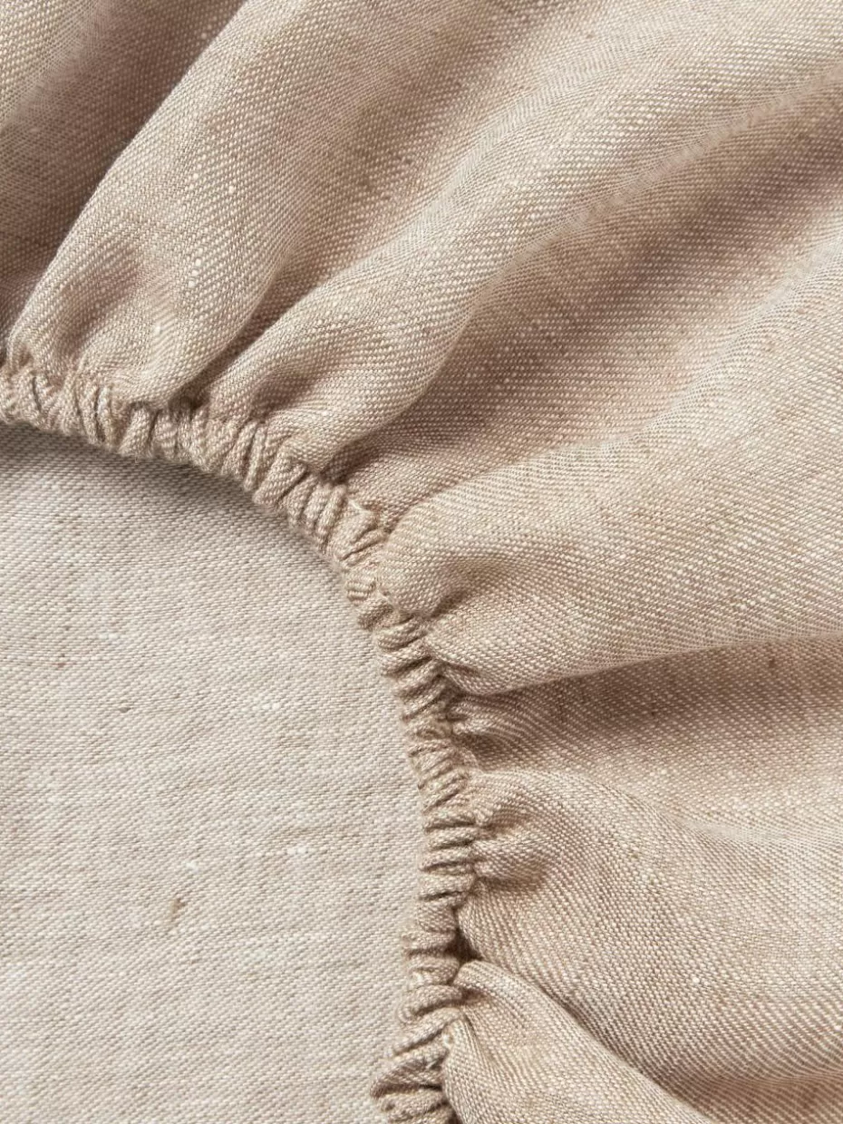 Spannbettlaken-Westwing Collection Topper-Spannbettlaken Linna, Leinen Dunkelbraun