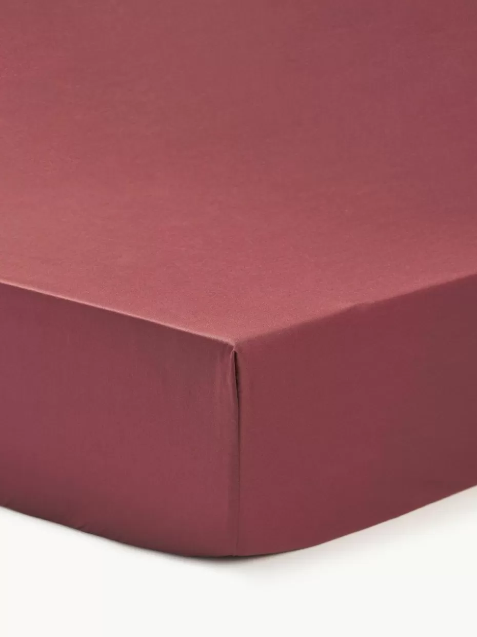 Spannbettlaken-Westwing Collection Topper-Spannbettlaken Premium, Baumwollsatin Weinrot