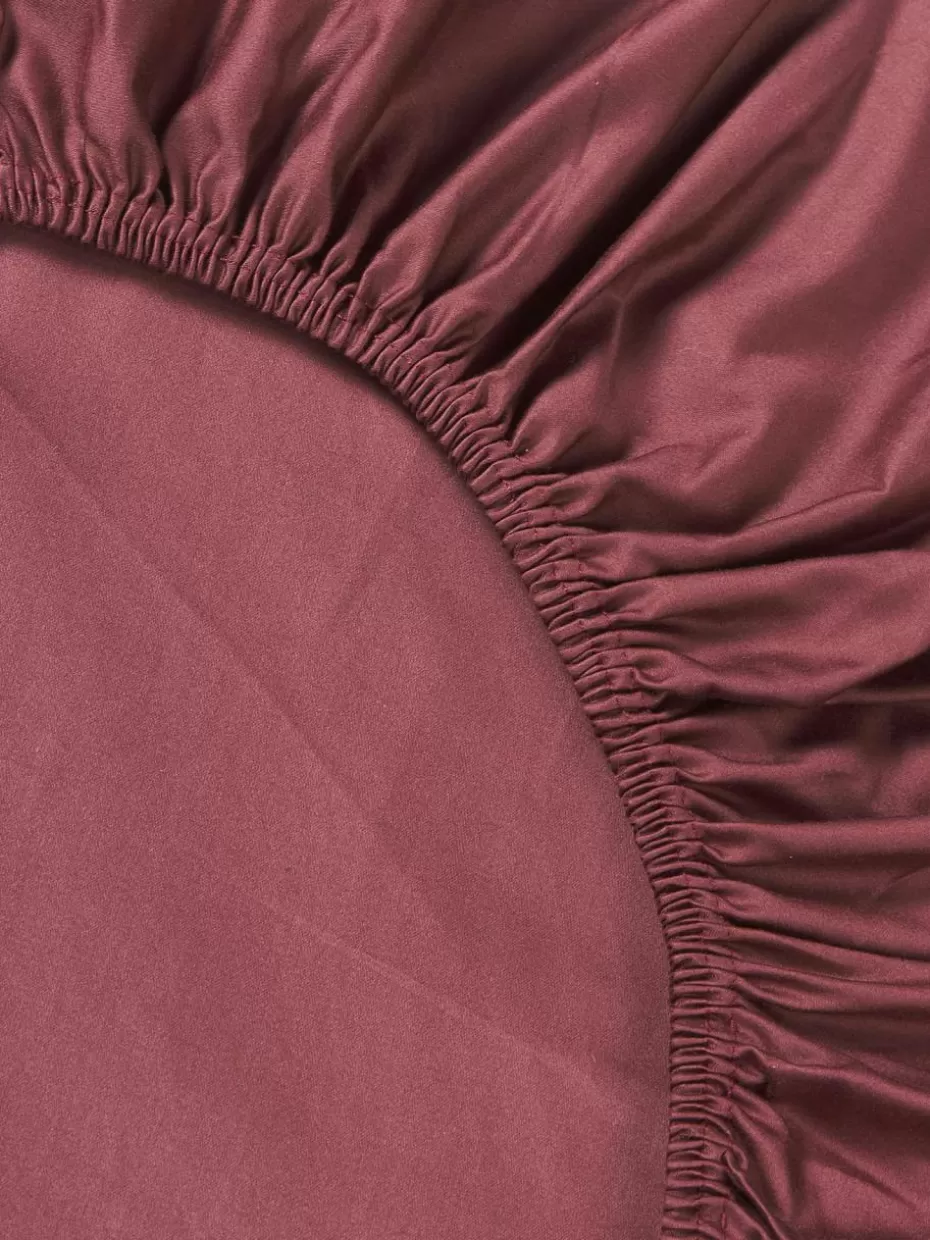 Spannbettlaken-Westwing Collection Topper-Spannbettlaken Premium, Baumwollsatin Weinrot