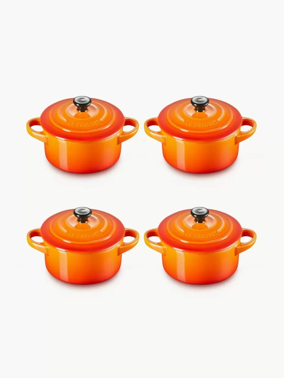 Töpfe-Le Creuset Töpfchen Cocotte Mini, 4 Stück Orangetöne, Schwarz
