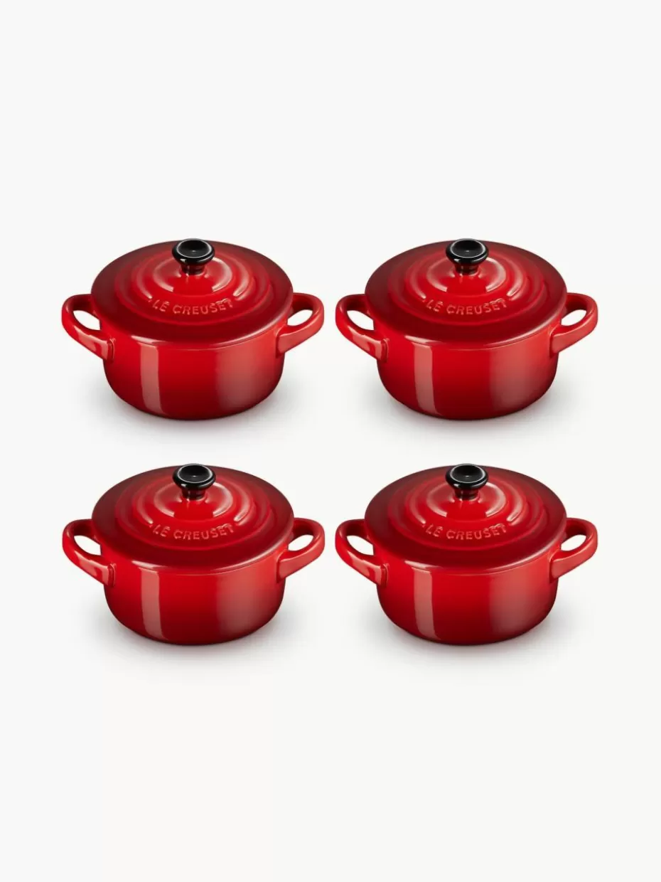 Töpfe-Le Creuset Töpfchen Cocotte Mini, 4 Stück Rottöne, Schwarz