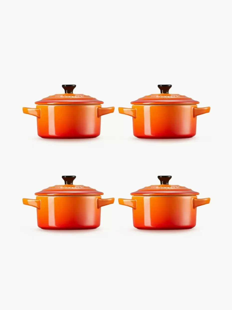 Töpfe-Le Creuset Töpfchen Cocotte Mini, 4 Stück Orangetöne, Schwarz