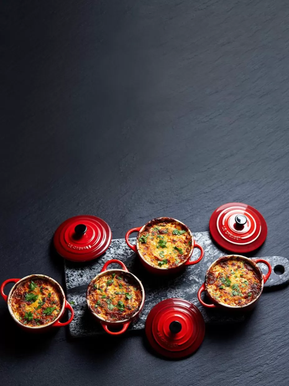 Töpfe-Le Creuset Töpfchen Cocotte Mini, 4 Stück Rottöne, Schwarz