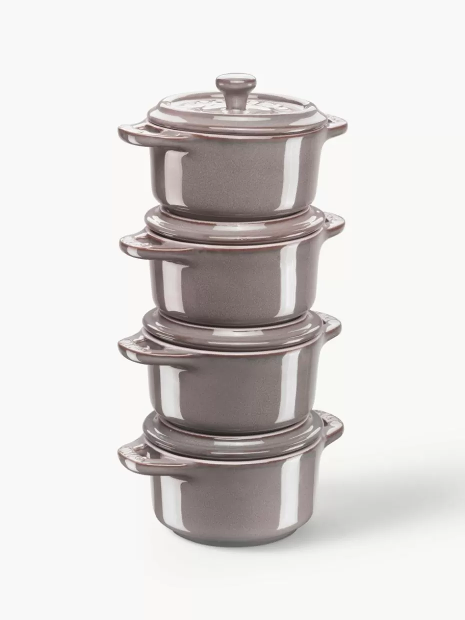 Töpfe-Staub Töpfchen Mini Cocotte, 4 Stück Greige