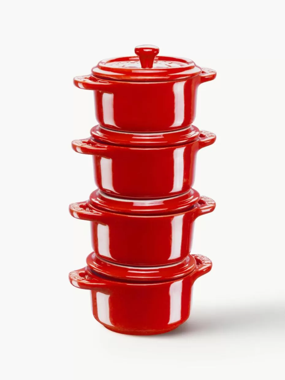 Töpfe-Staub Töpfchen Mini Cocotte, 4 Stück Rot
