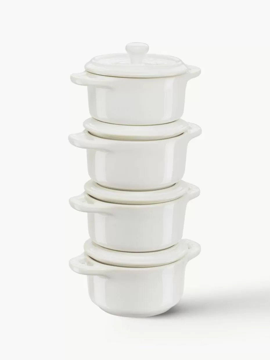 Töpfe-Staub Töpfchen Mini Cocotte, 4 Stück Weiß