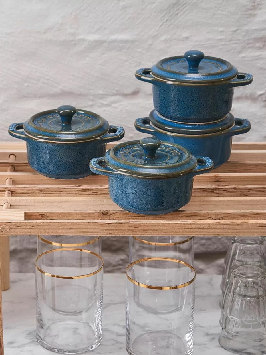 Töpfe-Staub Töpfchen Mini Cocotte, 4 Stück Petrol