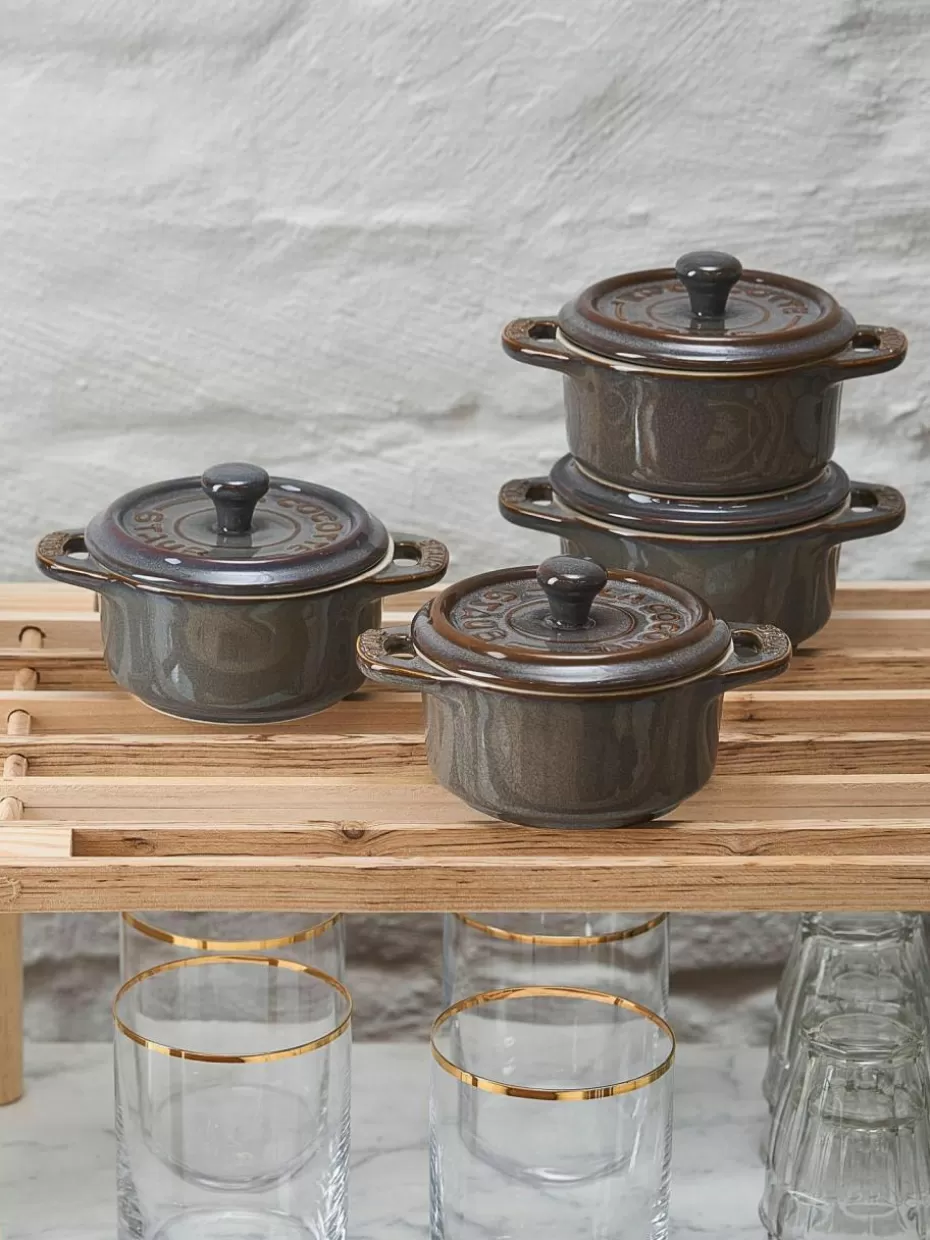 Töpfe-Staub Töpfchen Mini Cocotte, 4 Stück Greige