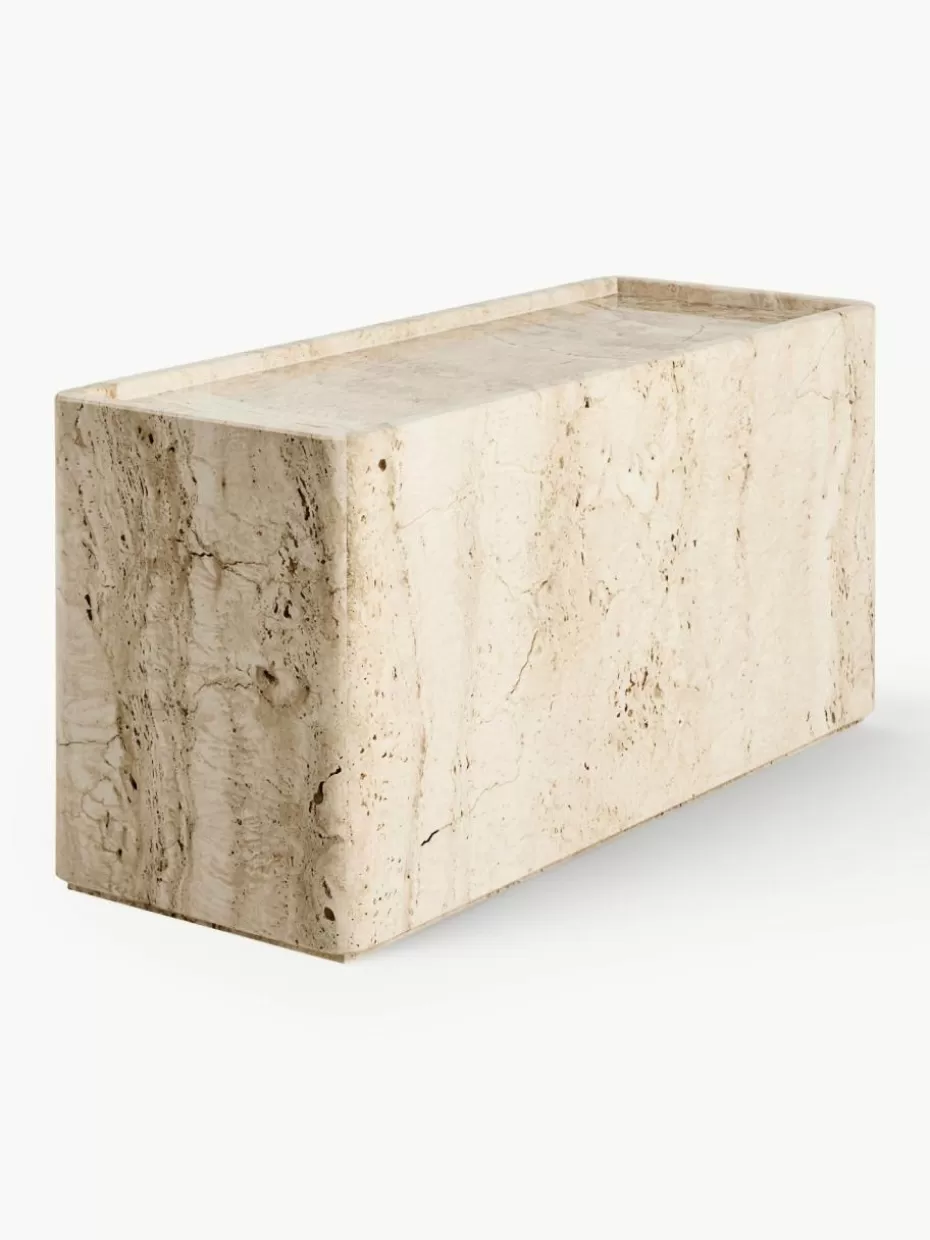 Beistelltische | Couchtische-GUBI Travertin-Beistelltisch Pietra Travertin Hellbeige