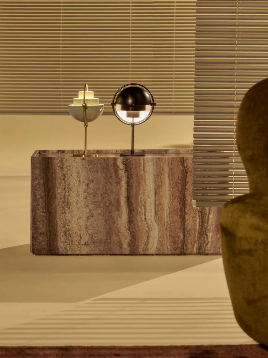 Beistelltische | Couchtische-GUBI Travertin-Beistelltisch Pietra Travertin Taupe