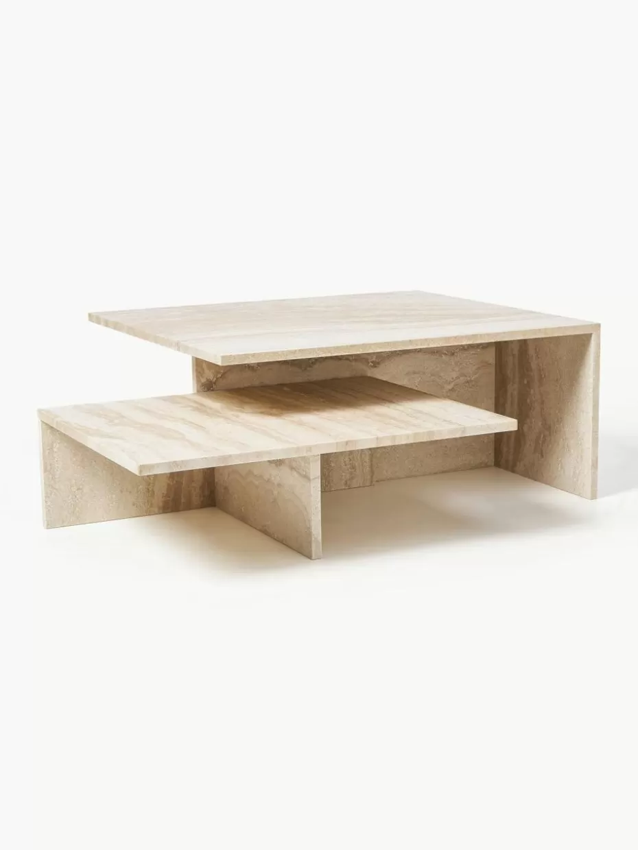 Couchtische-ferm LIVING Travertin-Couchtische Distinct Grande Duo, 2er-Set