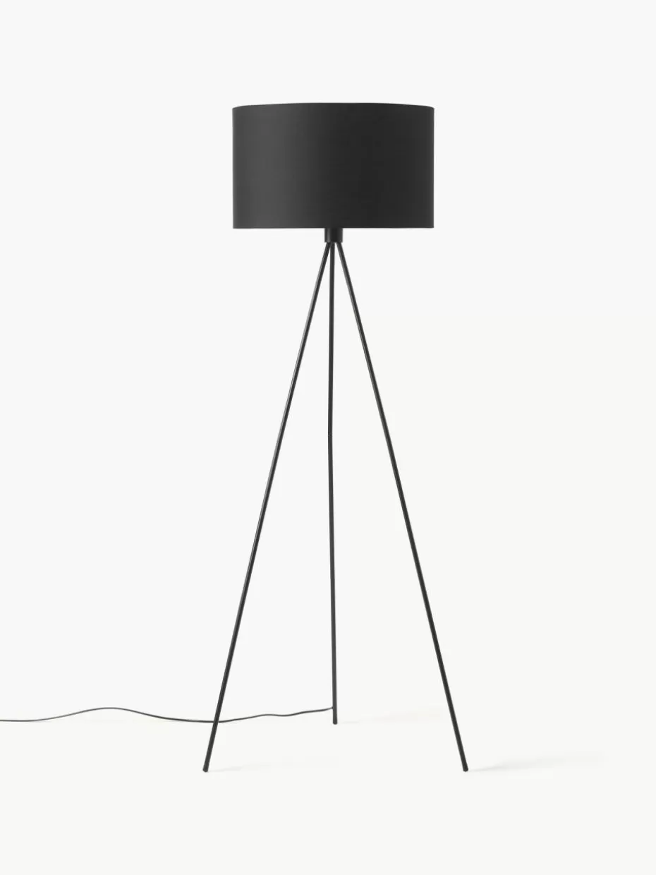 Tripod Stehlampen-Westwing Collection Tripod Stehlampe Cella mit Stoffschirm Schwarz