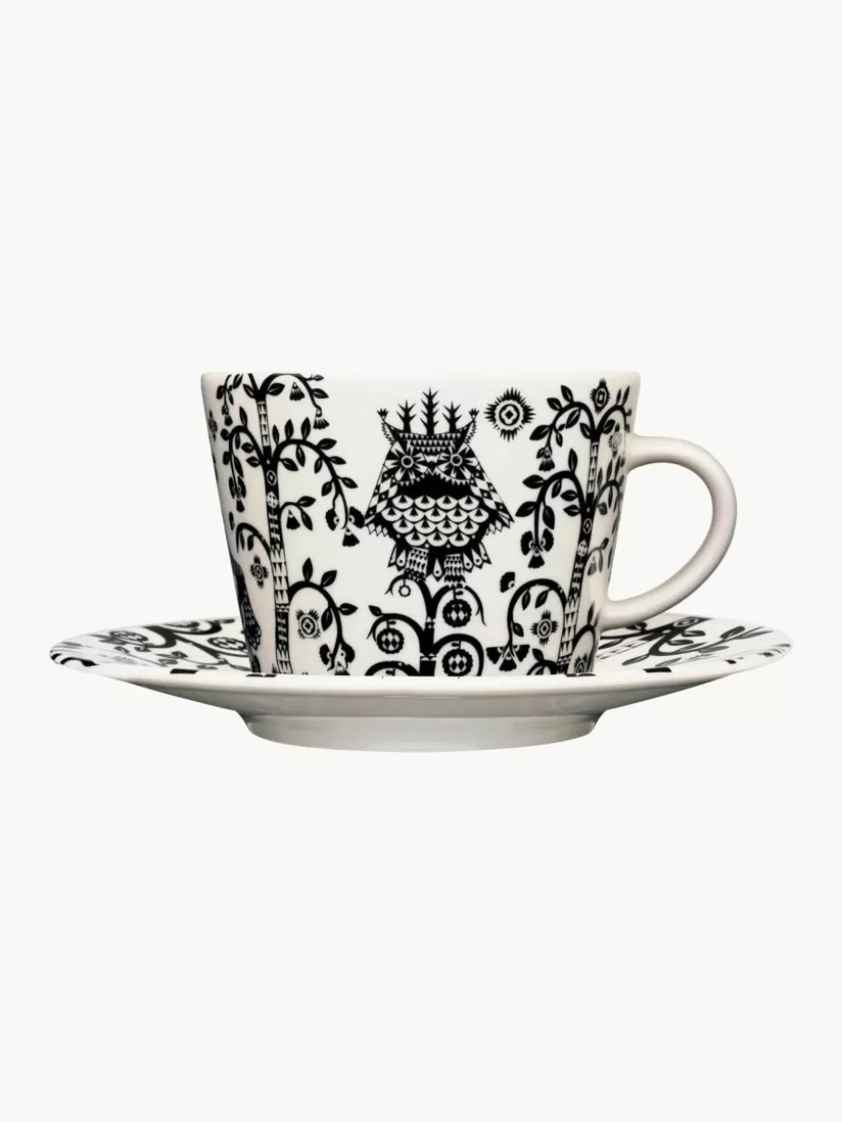 Weihnachtsgeschirr | Tassen-iittala Untertasse Taika aus Vitro-Porzellan Schwarz, Weiß