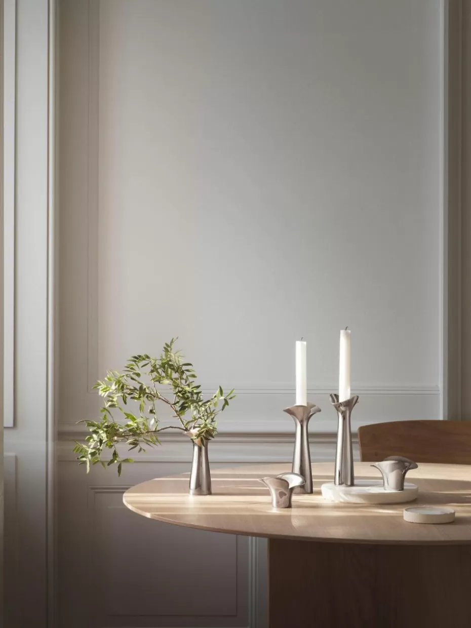 Vasen-Georg Jensen Vase Bloom Botanica aus Edelstahl, H 15 cm