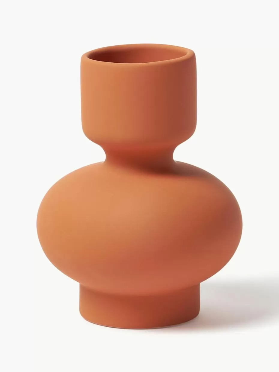 Vasen-Westwing Collection Vase Elta aus Steingut, H 16 cm Ocker