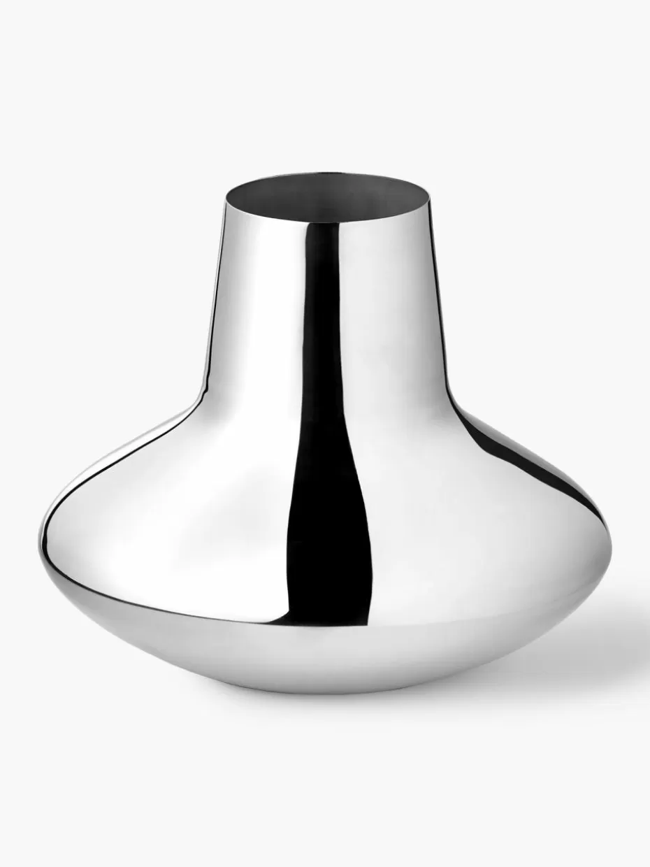 Vasen-Georg Jensen Vase Henning Koppel aus Edelstahl, H 22 cm