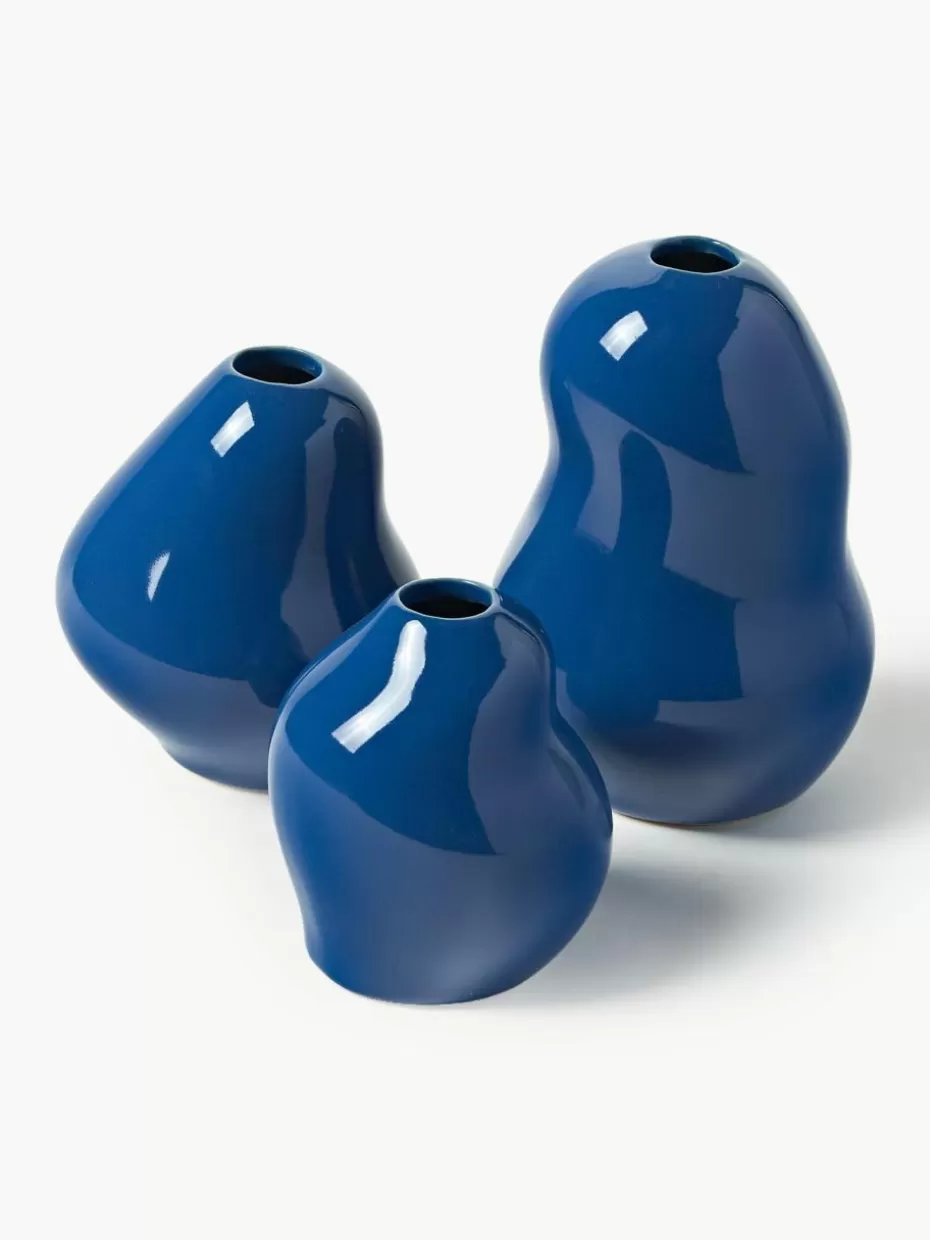 Vasen-Westwing Collection Vasen Madhuri aus Steinzeug, 3er-Set Dunkelblau