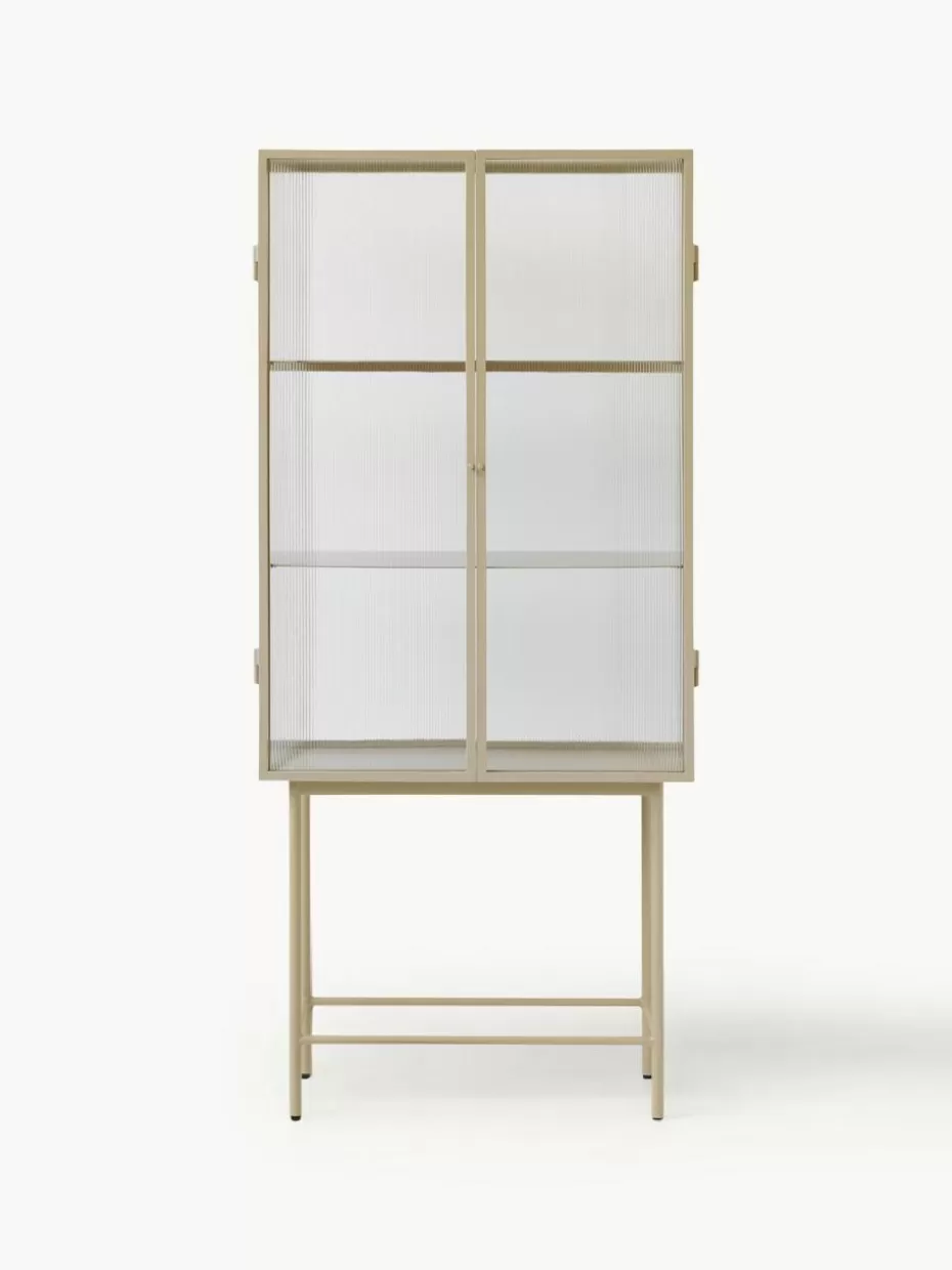 Vitrinen-ferm LIVING Vitrine Haze mit Glastüren Hellbeige, Transparent