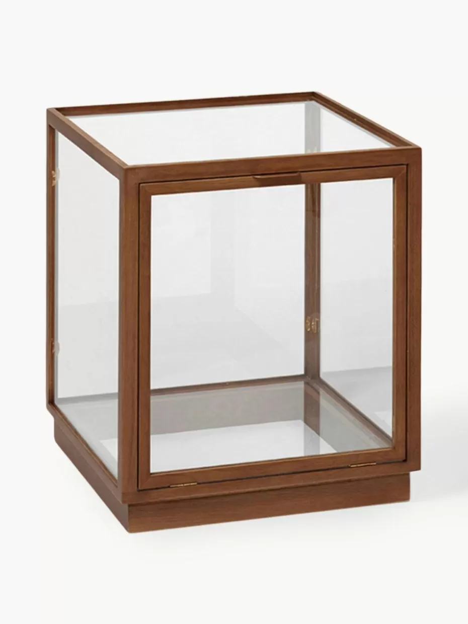 Vitrinen-ferm LIVING Vitrine Miru aus Eichenholz Dunkles Eichenholz, Transparent