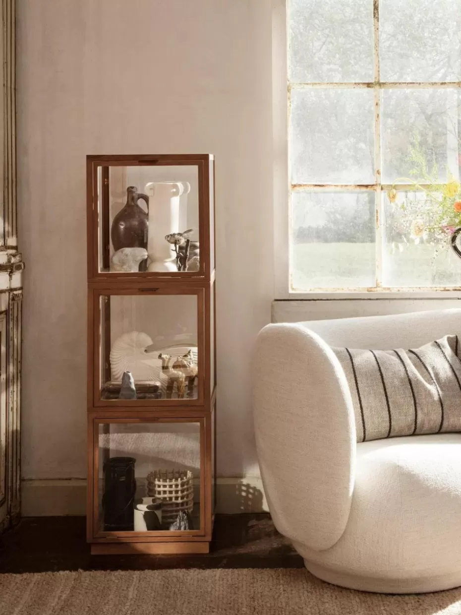 Vitrinen-ferm LIVING Vitrine Miru aus Eichenholz Dunkles Eichenholz, Transparent