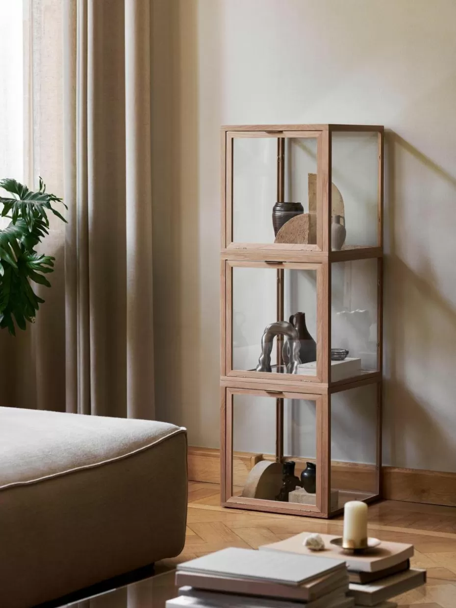 Vitrinen-ferm LIVING Vitrine Miru aus Eichenholz Helles Eichenholz, Transparent