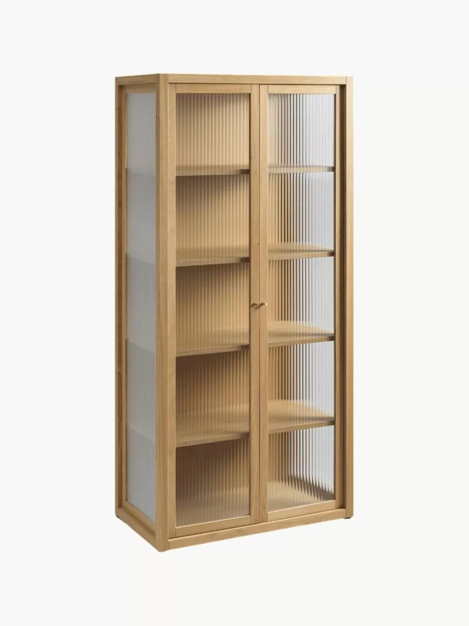 Vitrinen-ferm LIVING Vitrine Reed mit geriffeltem Glas