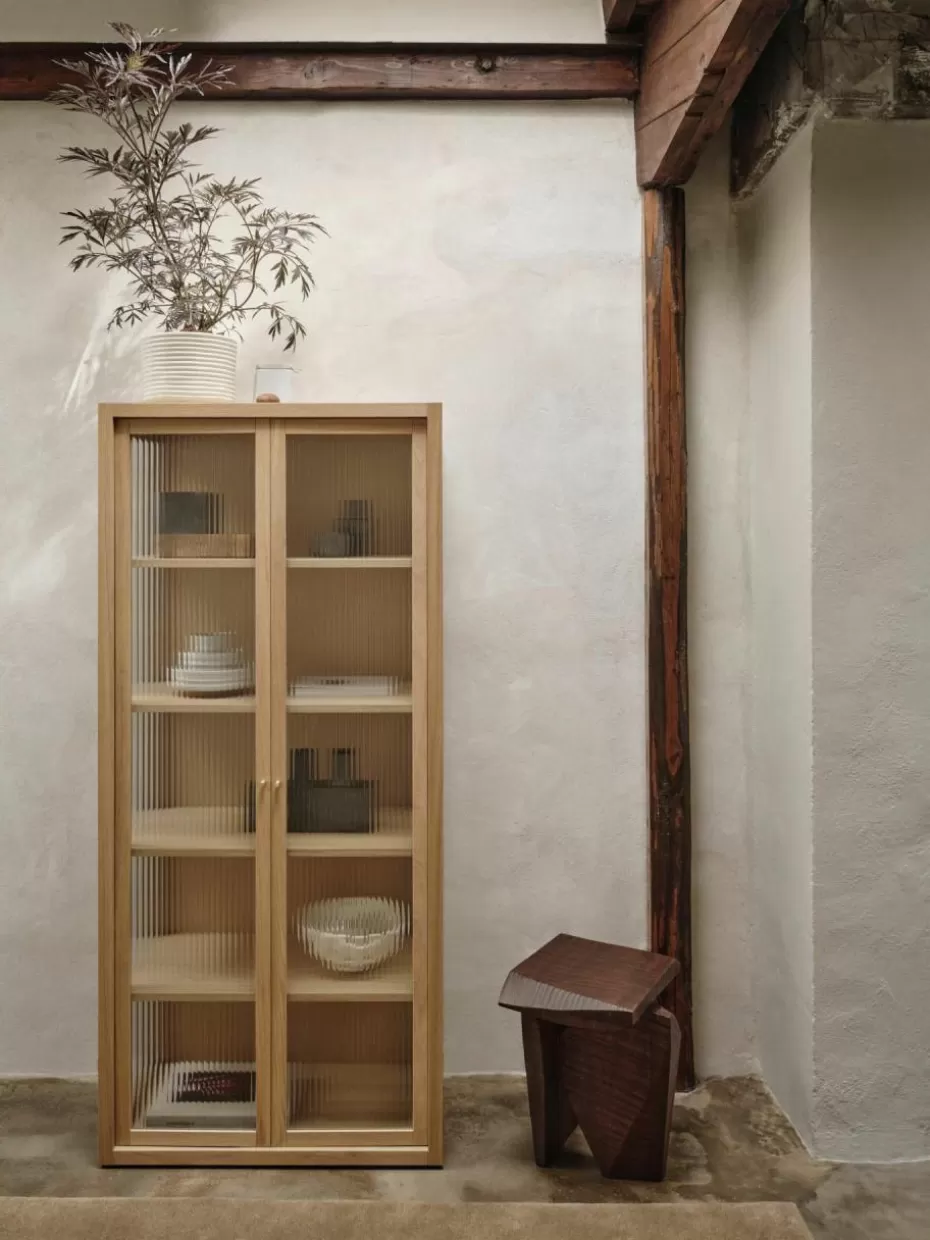 Vitrinen-ferm LIVING Vitrine Reed mit geriffeltem Glas