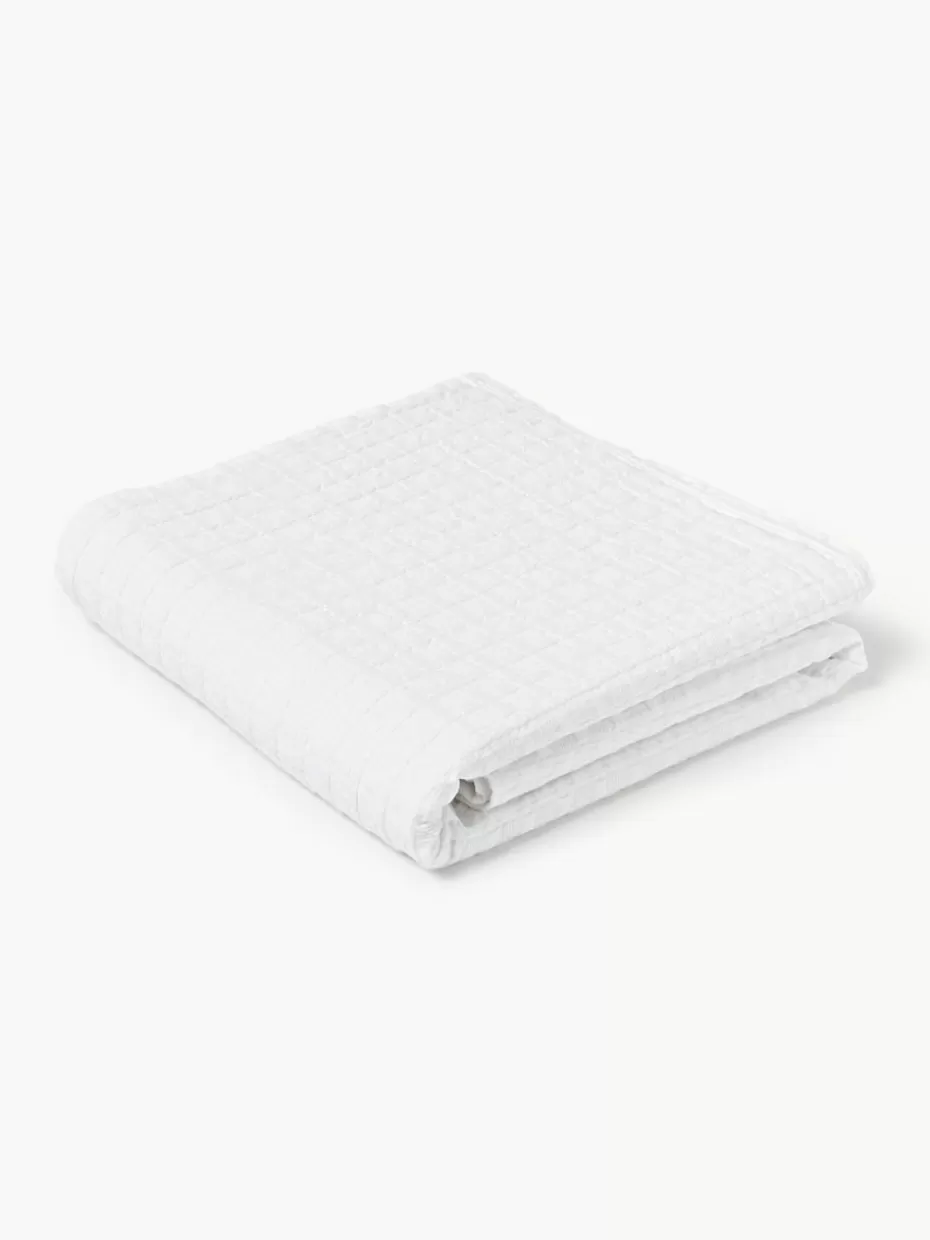 Tagesdecken & Bettüberwürfe-Westwing Collection Waffelpiqué-Tagesdecke Orville Weiß