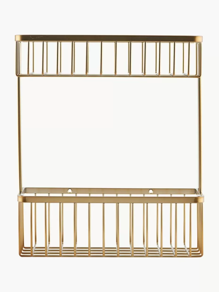 Badaufbewahrung-House Doctor Wand-Badregal Bath aus Edelstahl Goldfarben