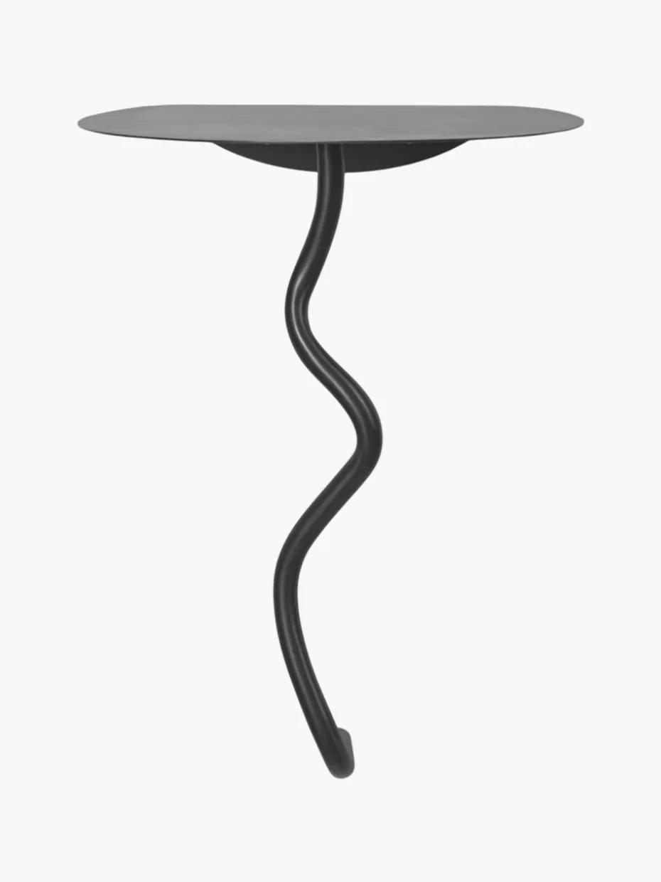 Nachttische | Beistelltische-ferm LIVING Wand-Beistelltisch Curvature aus Messing Schwarz, matt