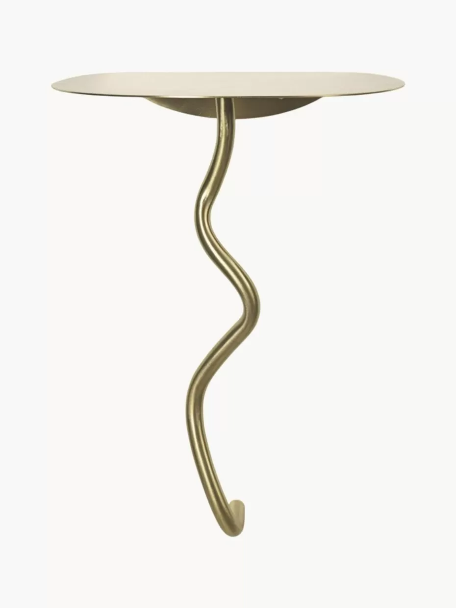 Nachttische | Beistelltische-ferm LIVING Wand-Beistelltisch Curvature aus Messing Messing, glänzend