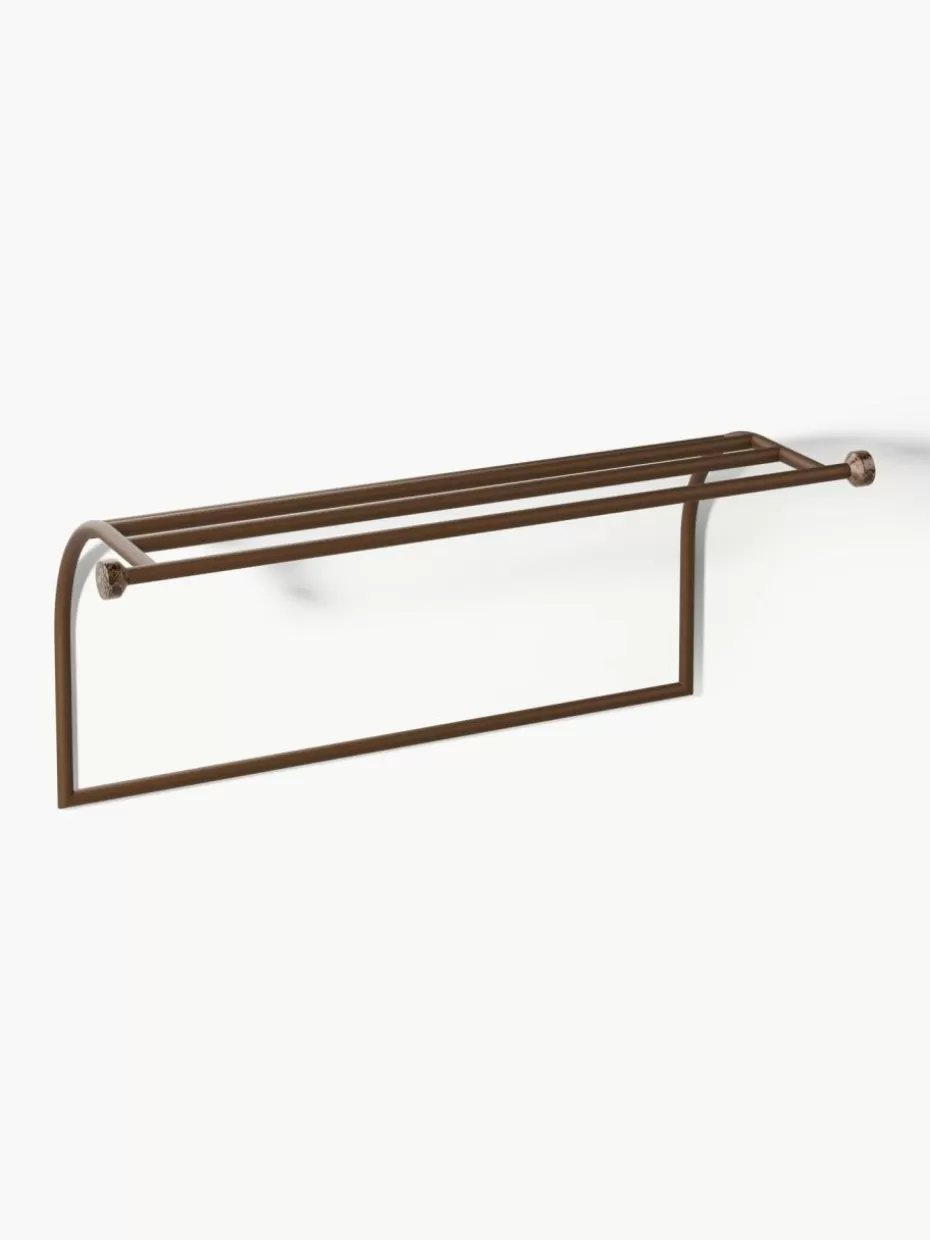Garderoben-Westwing Collection Wandgarderobe Disa mit Marmorhaken Dunkelbraun