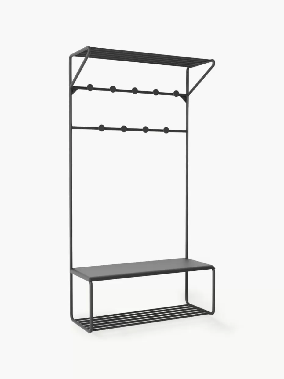 Garderoben-Westwing Collection Wand-Garderobe Nash aus Metall Schwarz