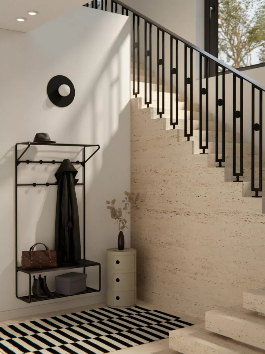 Garderoben-Westwing Collection Wand-Garderobe Nash aus Metall Schwarz