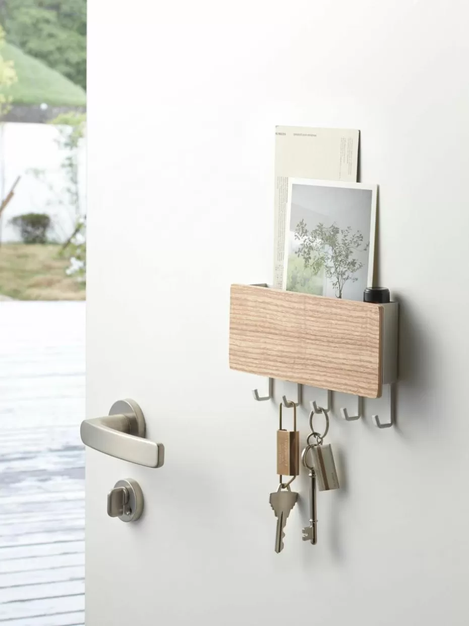 Garderoben-Yamazaki Wandgarderobe Rin mit magnetischer Rückseite Weiß, Holz
