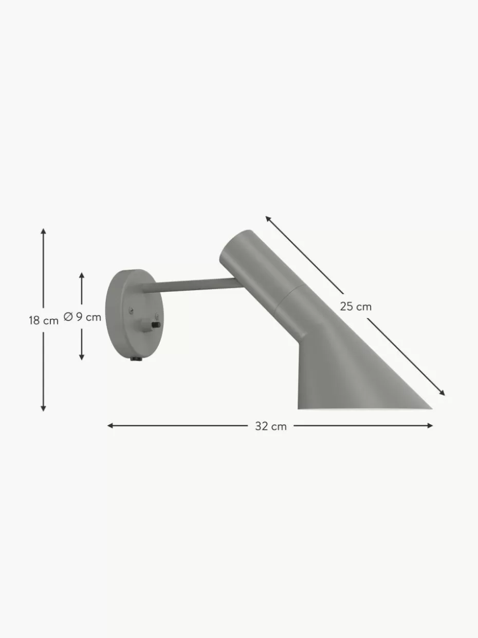 Wandstrahler-Louis Poulsen Wandleuchte AJ mit Stecker Grau