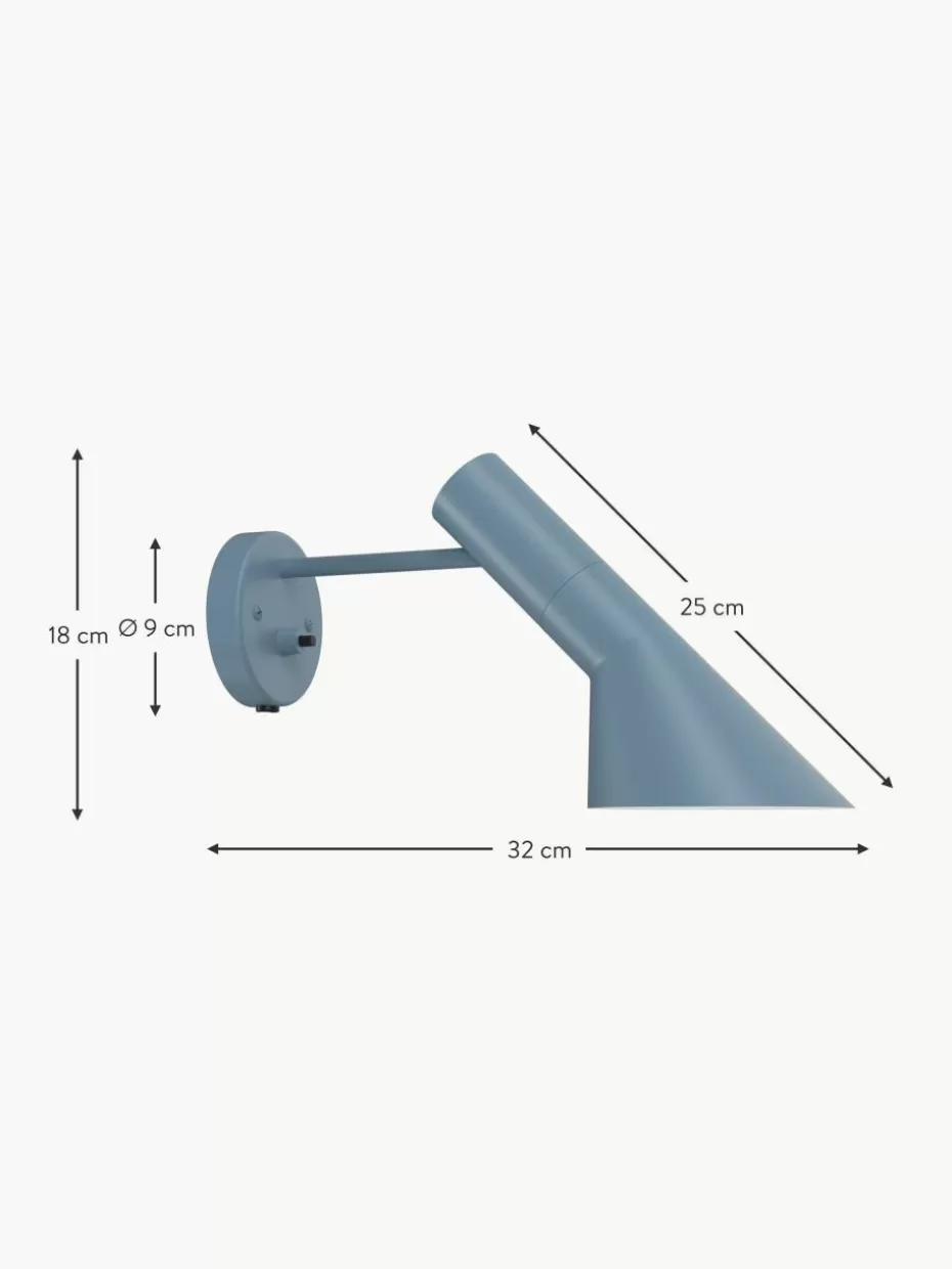 Wandstrahler-Louis Poulsen Wandleuchte AJ mit Stecker Graublau