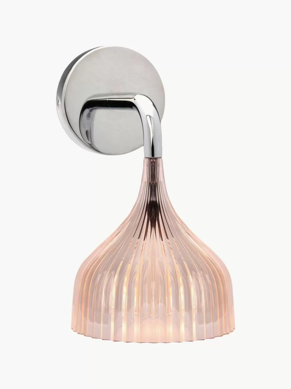 Wandstrahler-Kartell Wandleuchte E' Hellrosa, transparent, Silberfarben