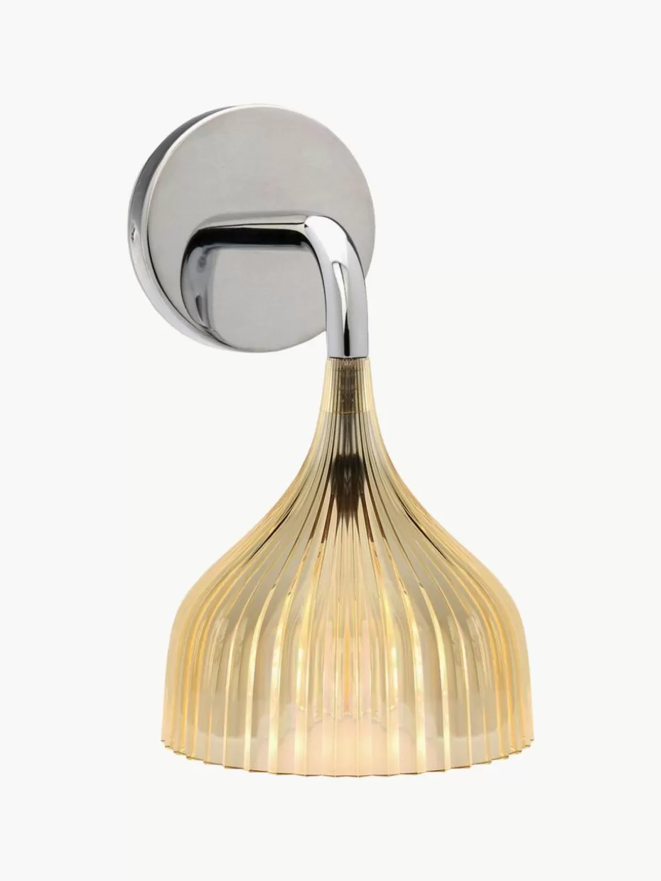 Wandstrahler-Kartell Wandleuchte E' Hellgelb, transparent, Silberfarben