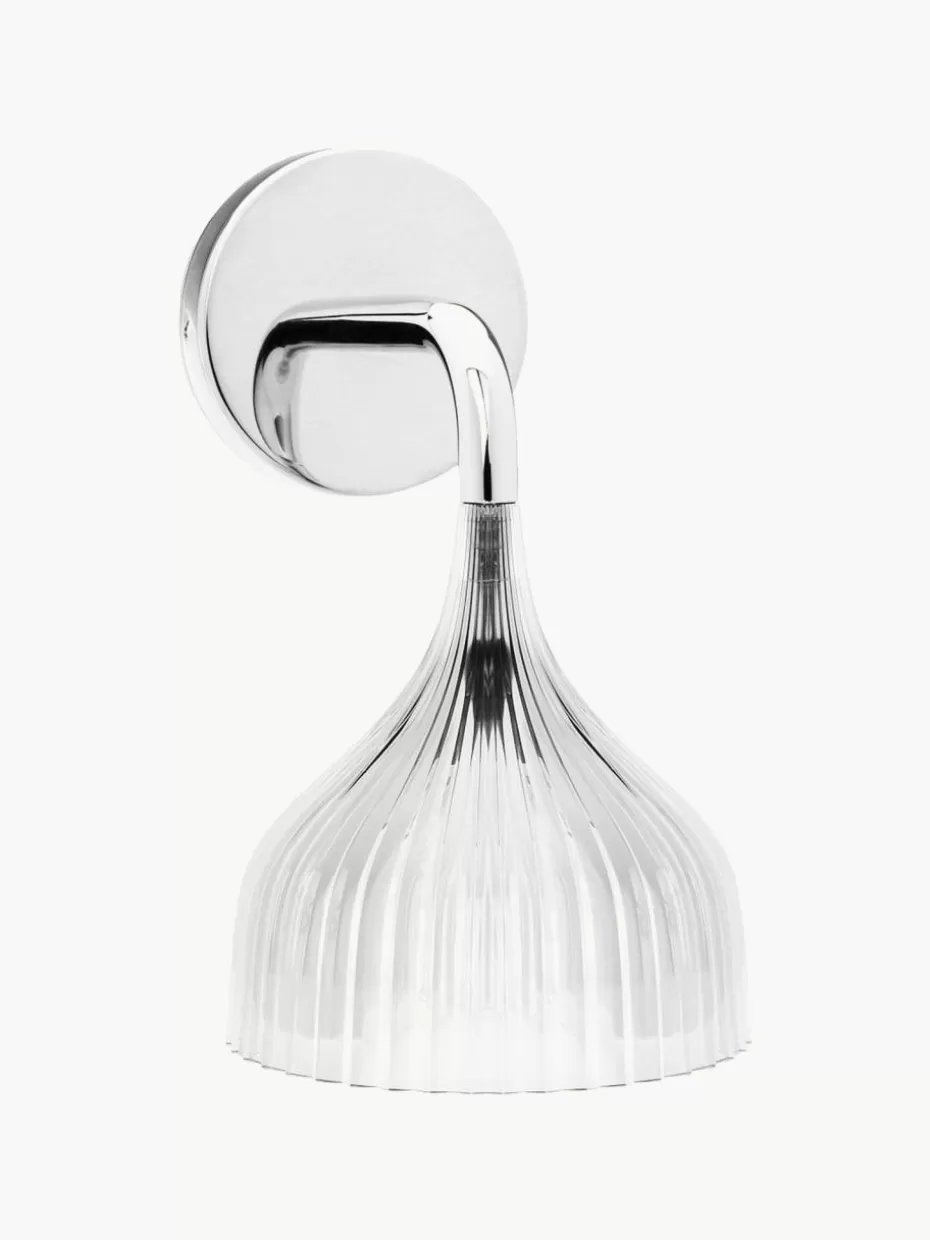 Wandstrahler-Kartell Wandleuchte E' Transparent, Silberfarben
