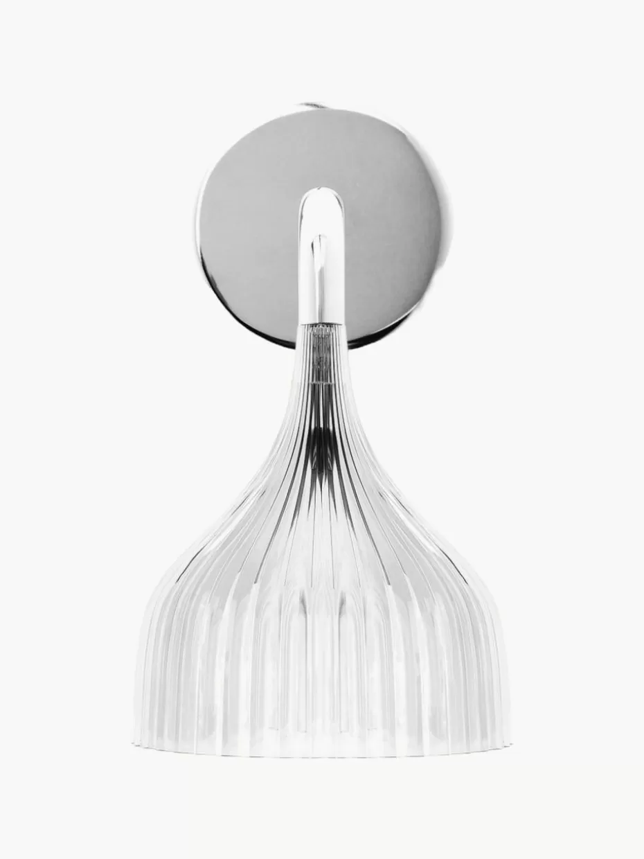 Wandstrahler-Kartell Wandleuchte E' Transparent, Silberfarben
