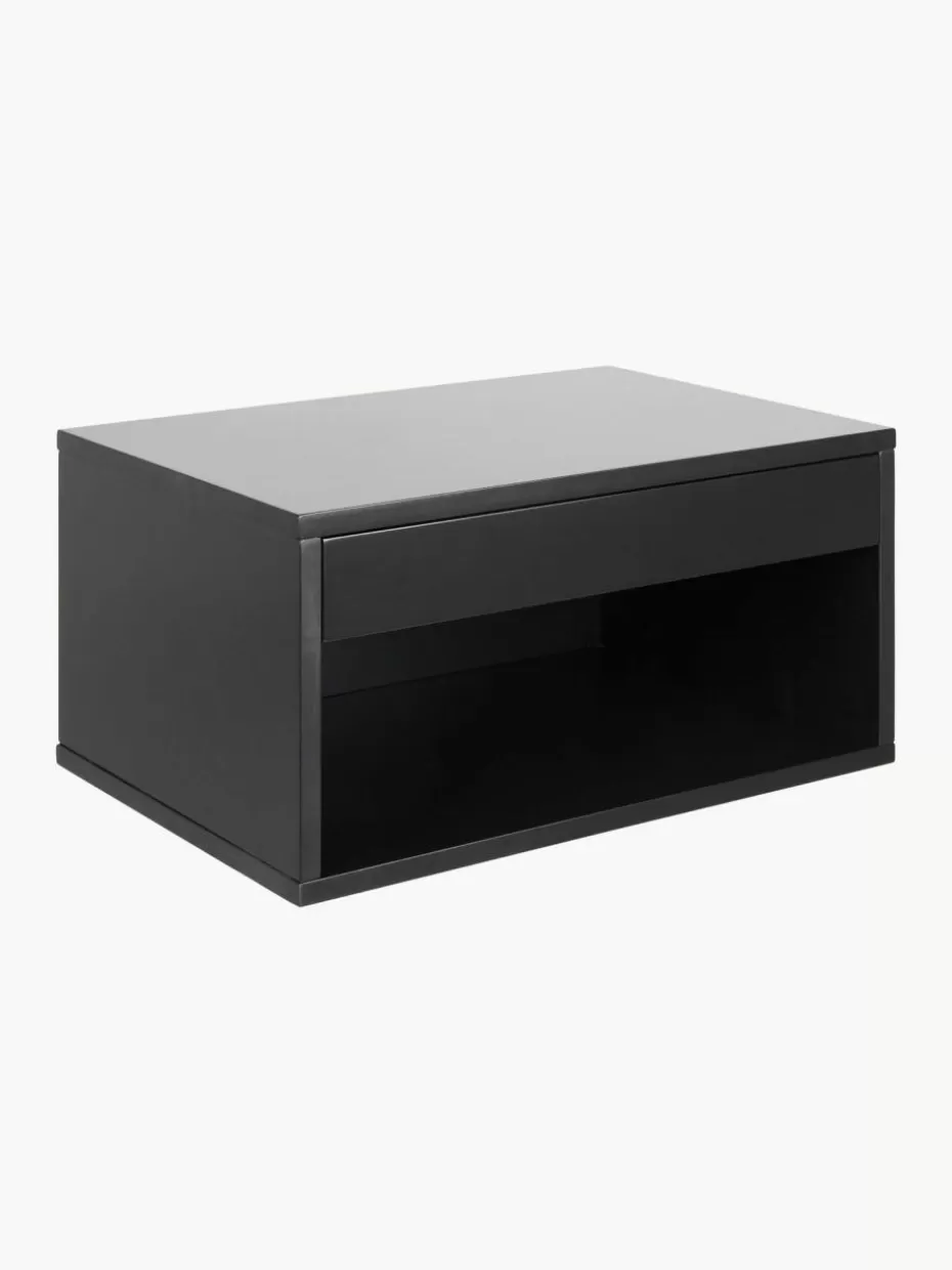 Nachttische-Westwing Wand-Nachttisch Cholet mit Schublade Schwarz