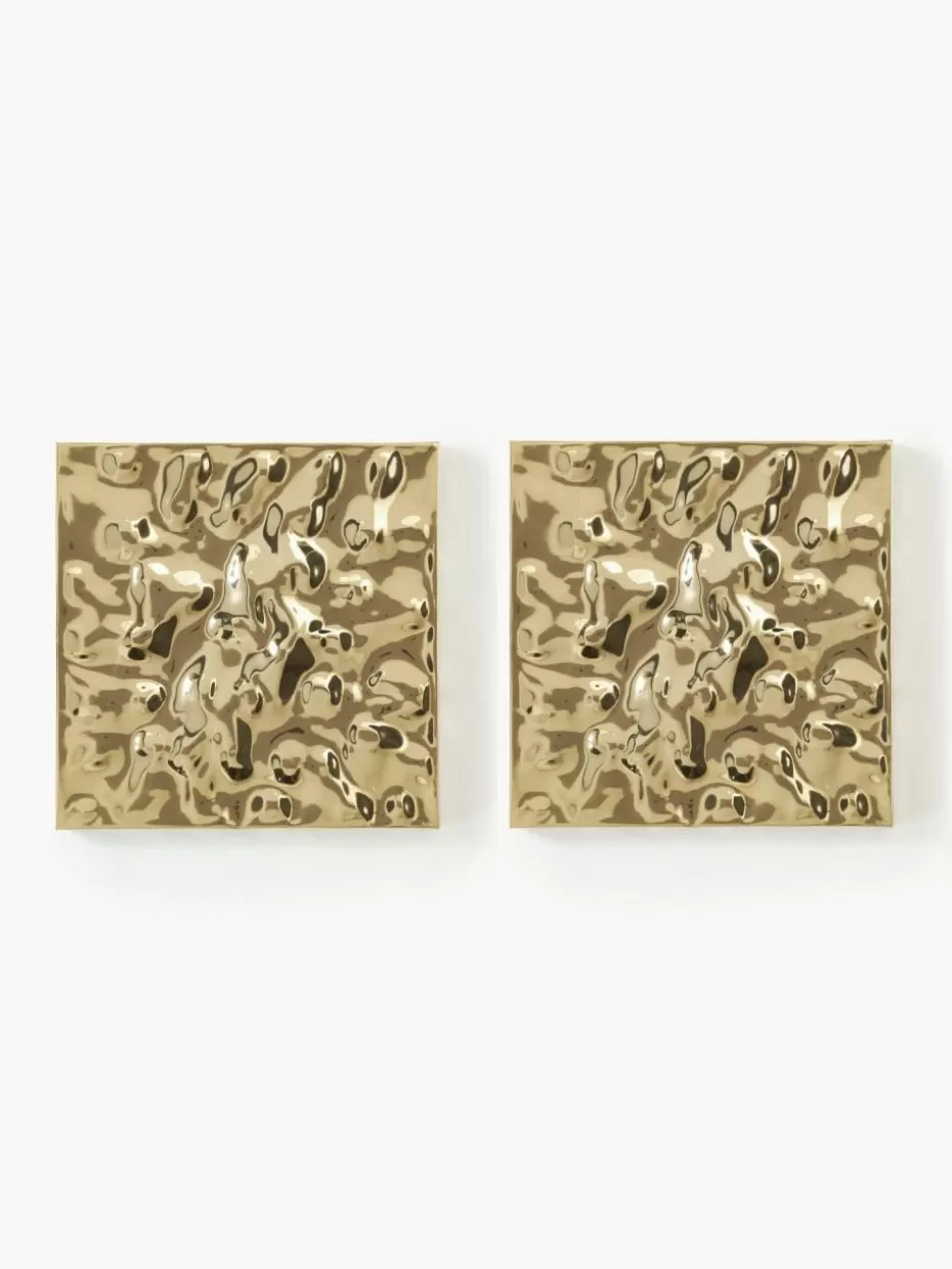 Wandobjekte-Westwing Collection Wandobjekt Splash mit gehämmerter Oberfläche, 2 Stück Goldfarben