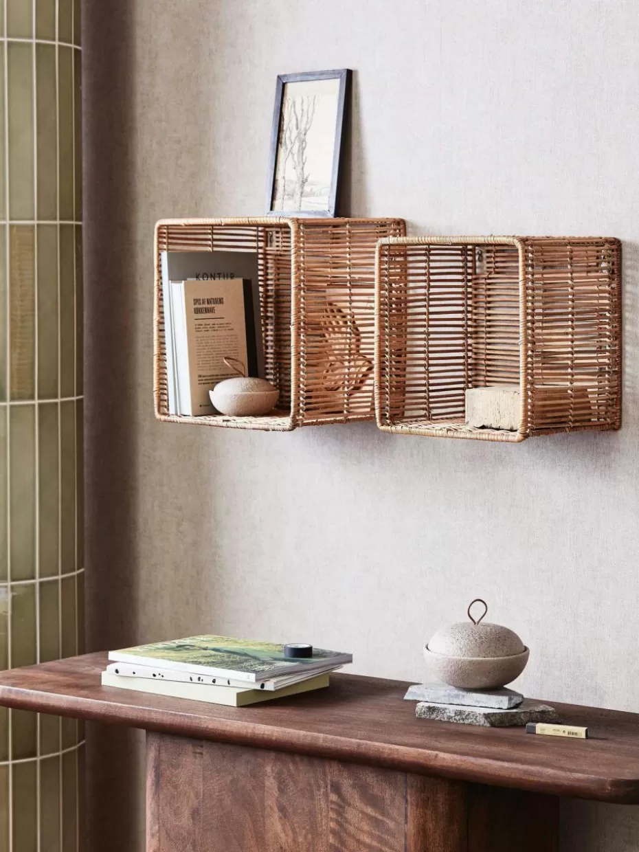 Regale-Nordal Wandregale Zeya aus Rattan, 2er-Set